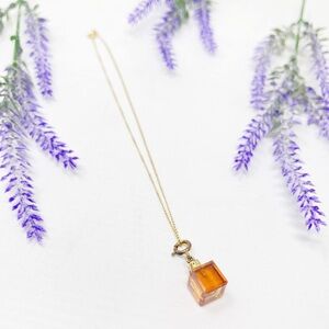 Lirm Thai Amber Colored CZ 925 Sterling Silver Dainty Necklace